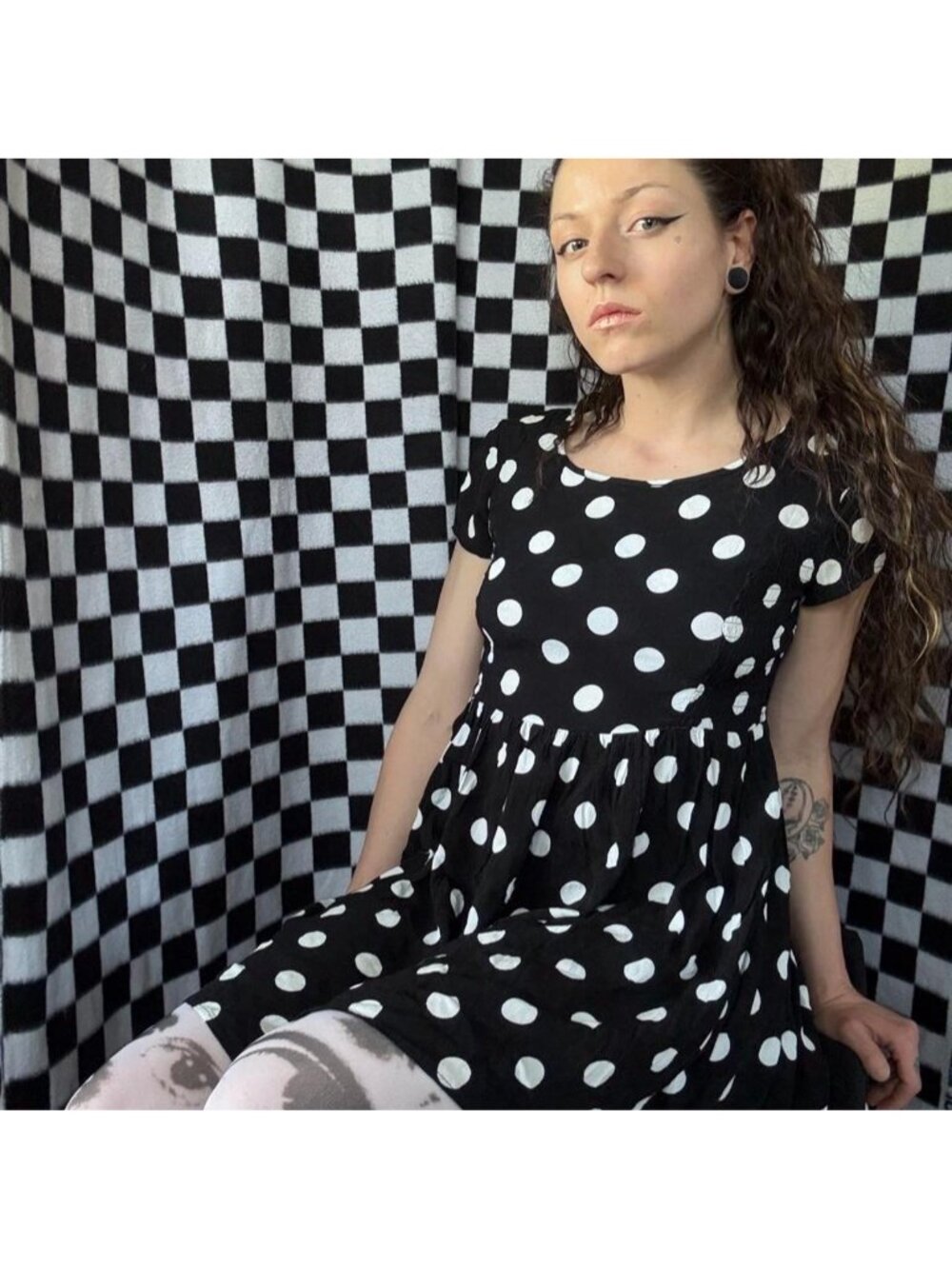 MINKPINK black and white polkadot babydoll dress - Picture 3 of 5
